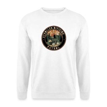 Waldkinderwagen Patrol Abzeichen - Unisex Pullover - Weiß - Vorne - Alina (178cm) & Michal (187cm)