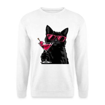 Cocktail Cat With Attitude - Unisex Pullover - Weiß - Vorne - Alina (178cm) & Michal (187cm)