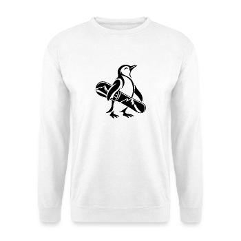Penguin Silhouette Snowboarder Winter Holiday - Unisex Pullover - Weiß - Vorne - Alina (178cm) & Michal (187cm)
