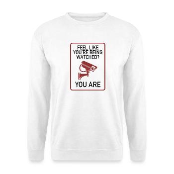 Feel Like You’re Being Watched? - Unisex Pullover - Weiß - Vorne - Alina (178cm) & Michal (187cm)
