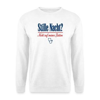 Stille Nacht Nicht auf meiner Station Pflege - Unisex Pullover - Weiß - Vorne - Alina (178cm) & Michal (187cm)