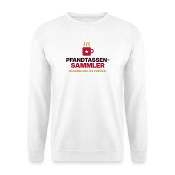 Pfandtassen-Sammler - Unisex Pullover - Weiß - Vorne - Alina (178cm) & Michal (187cm)