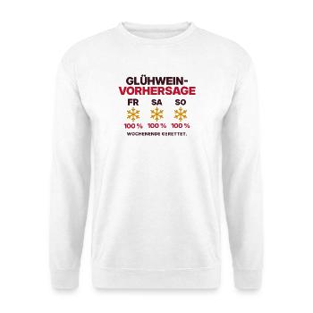 Glühwein-Vorhersage Wochenende - Unisex Pullover - Weiß - Vorne - Alina (178cm) & Michal (187cm)