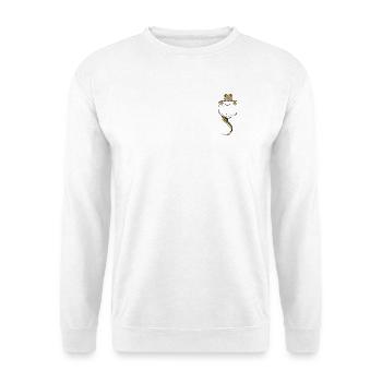 Grüner Gecko in einer falschen Trompe-l'oeil-Tasche - Unisex Pullover - Weiß - Vorne - Alina (178cm) & Michal (187cm)