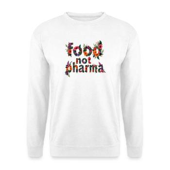 Food Not Pharma Bunte Blumenbuchstaben - Unisex Pullover - Weiß - Vorne - Alina (178cm) & Michal (187cm)
