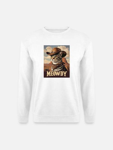 Western- und Wüsten-Meowdy Cowboy-Katze - Unisex Pullover - Weiß