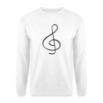 Violinschlüssel handgezeichnet - Unisex Pullover - Weiß - Vorne - Alina (178cm) & Michal (187cm)