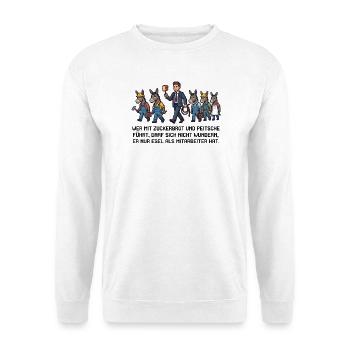 Wer_mit_Zuckerbrot_und_Peitsche - Unisex Pullover - Weiß - Vorne - Alina (178cm) & Michal (187cm)