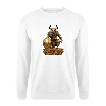 Vergoldeter Taurus-Krieger - Unisex Pullover - Weiß - Vorne - Alina (178cm) & Michal (187cm)