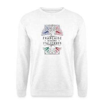 French Italian Roots T-Shirt-Geschenk... - Unisex Pullover - Weiß - Vorne - Alina (178cm) & Michal (187cm)