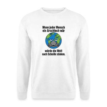 Maskierter Klimawandel - Humor - Unisex Pullover - Weiß - Vorne - Alina (178cm) & Michal (187cm)