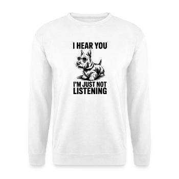 Scottish Terrier Spruch Scottish Terrier Geschenk  - Unisex Pullover - Weiß - Vorne - Alina (178cm) & Michal (187cm)