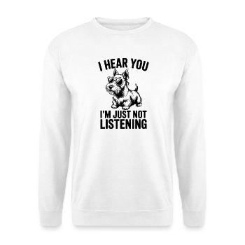 Scottish Terrier Spruch Scottish Terrier Geschenk  - Unisex Pullover - Weiß - Vorne - Alina (178cm) & Michal (187cm)