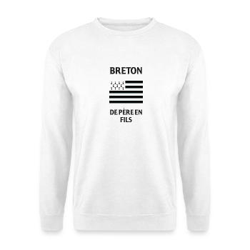 Breton De Pere En Son T-Shirt-Geschenk-Humor - Unisex Pullover - Weiß - Vorne - Alina (178cm) & Michal (187cm)