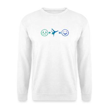 Geschenkidee für den Hip-Hop-Tänzer mit Breakdance - Unisex Pullover - Weiß - Vorne - Alina (178cm) & Michal (187cm)