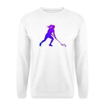 Geschenkidee für eine Ballsportlerin mit Salibandy - Unisex Pullover - Weiß - Vorne - Alina (178cm) & Michal (187cm)