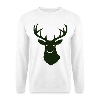 Waldhirsch Silhouette - Unisex Pullover - Weiß - Vorne - Alina (178cm) & Michal (187cm)