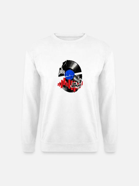 Vinyl Kollage On Repeat - Unisex Pullover - Weiß