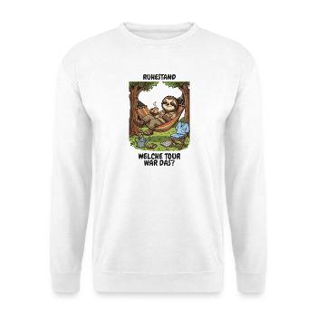 Rente Altenpflege – Welche Tour war das? - Unisex Pullover - Weiß - Vorne - Alina (178cm) & Michal (187cm)