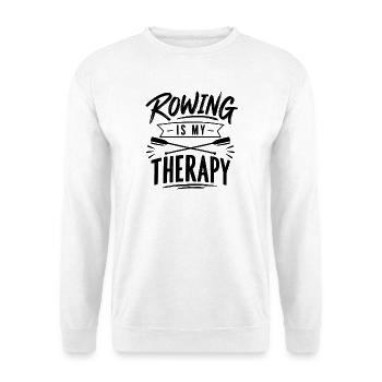 Rowing is my Therapy - Rudern - Therapie - Ruderer - Unisex Pullover - Weiß - Vorne - Alina (178cm) & Michal (187cm)