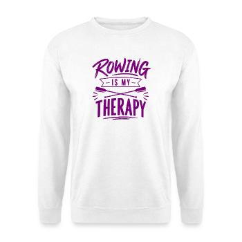 Rowing is my Therapy - Rudern - Therapie - Ruderer - Unisex Pullover - Weiß - Vorne - Alina (178cm) & Michal (187cm)