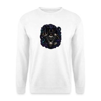 Schwarzer Panther V2 Motor Tattoo Biker T-Shirt - Unisex Pullover - Weiß - Vorne - Alina (178cm) & Michal (187cm)