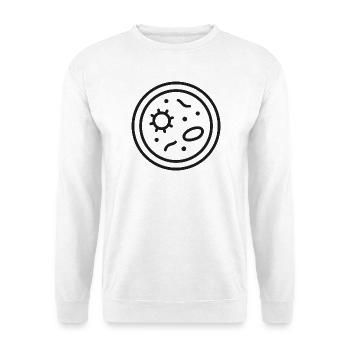 Petrischale Mikroorganismen-Wissenschaftsikone - Unisex Pullover - Weiß - Vorne - Alina (178cm) & Michal (187cm)