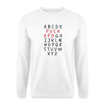 ABC MIT FCK AFD WORTWITZ, FCK NZS, NO NZS, NO AFD - Unisex Pullover - Weiß - Vorne - Alina (178cm) & Michal (187cm)
