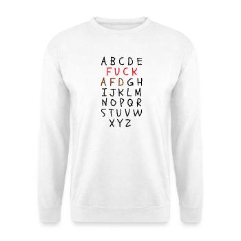ABC MIT FCK AFD WORTWITZ, FCK NZS, NO NZS, NO AFD - Unisex Pullover - Weiß - Vorne - Alina (178cm) & Michal (187cm)