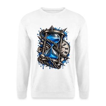 Kettenuhr der Zeitsturm - Unisex Pullover - Weiß - Vorne - Alina (178cm) & Michal (187cm)