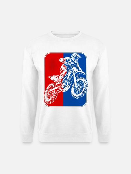 Motocross-Rider RotBlau Kontrast - Unisex Pullover - Weiß