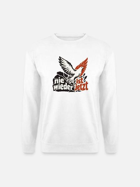 Nie wieder ist jetzt Friedenstaube Demokratie - Unisex Pullover - Weiß