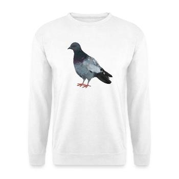 Stadttaube - Realistisch gemalte Taube - Unisex Pullover - Weiß - Vorne - Alina (178cm) & Michal (187cm)