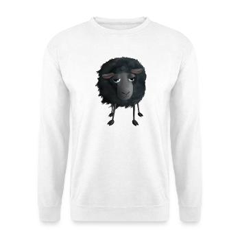 Schwarzes Schaf - Flauschiges Schaf gemalt - Unisex Pullover - Weiß - Vorne - Alina (178cm) & Michal (187cm)