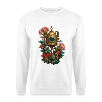 Tauchglocke zwischen mechanischen Korallen - Unisex Pullover - Weiß - Vorne - Alina (178cm) & Michal (187cm)