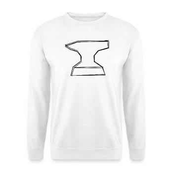 Amboss handgezeichnet - Unisex Pullover - Weiß - Vorne - Alina (178cm) & Michal (187cm)