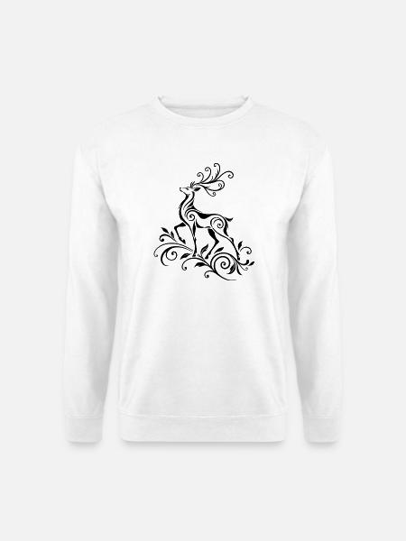 Hirsch mit Geweih - Waldtiere & Natur - Unisex Pullover - Weiß