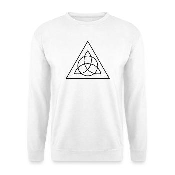 Symbol des heiligen Geometrie-Dreiecks - Unisex Pullover - Weiß - Vorne - Alina (178cm) & Michal (187cm)