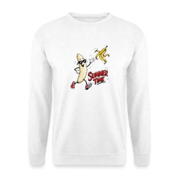 Sommerbanane im Action Stil - Unisex Pullover - Weiß - Vorne - Alina (178cm) & Michal (187cm)