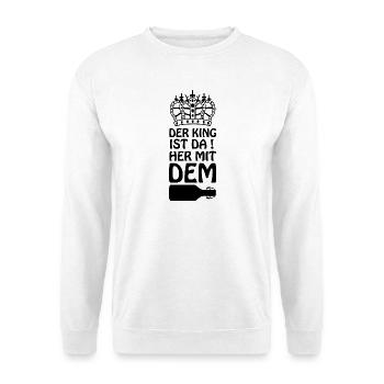 Her mit dem Bier - Unisex Pullover - Weiß - Vorne - Alina (178cm) & Michal (187cm)