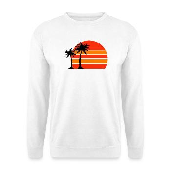 Sonnenuntergang am Palmenstrand - Unisex Pullover - Weiß - Vorne - Alina (178cm) & Michal (187cm)