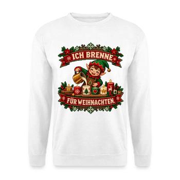 Ich brenne für Weihnachten - Unisex Pullover - Weiß - Vorne - Alina (178cm) & Michal (187cm)