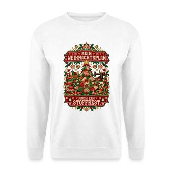 Mein Weihnachtsplan: Noch ein Stoffrest - Unisex Pullover - Weiß - Vorne - Alina (178cm) & Michal (187cm)