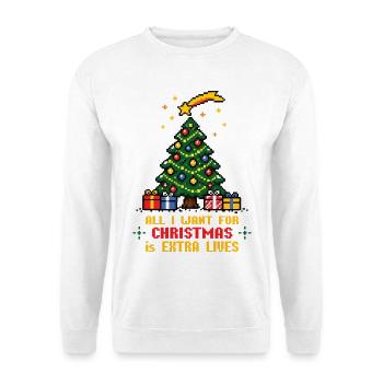 All I want for Christmas - Gamer - Unisex Pullover - Weiß - Vorne - Alina (178cm) & Michal (187cm)