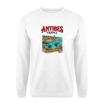 City Antibes France The French Riviera Coastal - Unisex Pullover - Weiß - Vorne - Alina (178cm) & Michal (187cm)