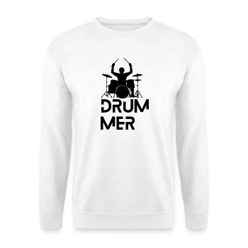 Drummer Schlagzeug Musik Geschenk für Schlagzeuger - Unisex Pullover - Weiß - Vorne - Alina (178cm) & Michal (187cm)