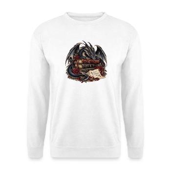 Drachenbuch Schatz der Nacht - Unisex Pullover - Weiß - Vorne - Alina (178cm) & Michal (187cm)