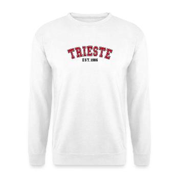 Triest, gegründet 1986 – Geburtstag - Unisex Pullover - Weiß - Vorne - Alina (178cm) & Michal (187cm)