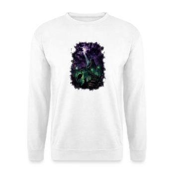Mystischer Grusel Sumpf – Gothic Horror Schloss - Unisex Pullover - Weiß - Vorne - Alina (178cm) & Michal (187cm)