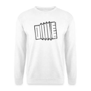 Akkordeon handgezeichnet - Unisex Pullover - Weiß - Vorne - Alina (178cm) & Michal (187cm)